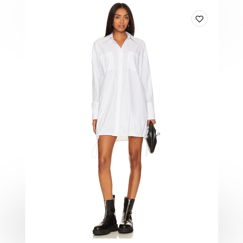 L'Academie White Button-Front Shirt Mini Dress